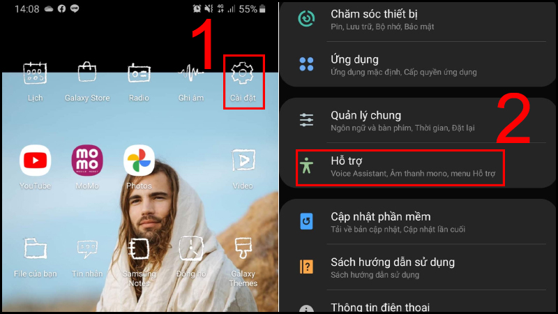 Nhấn vào ứng dụng Cài đặt